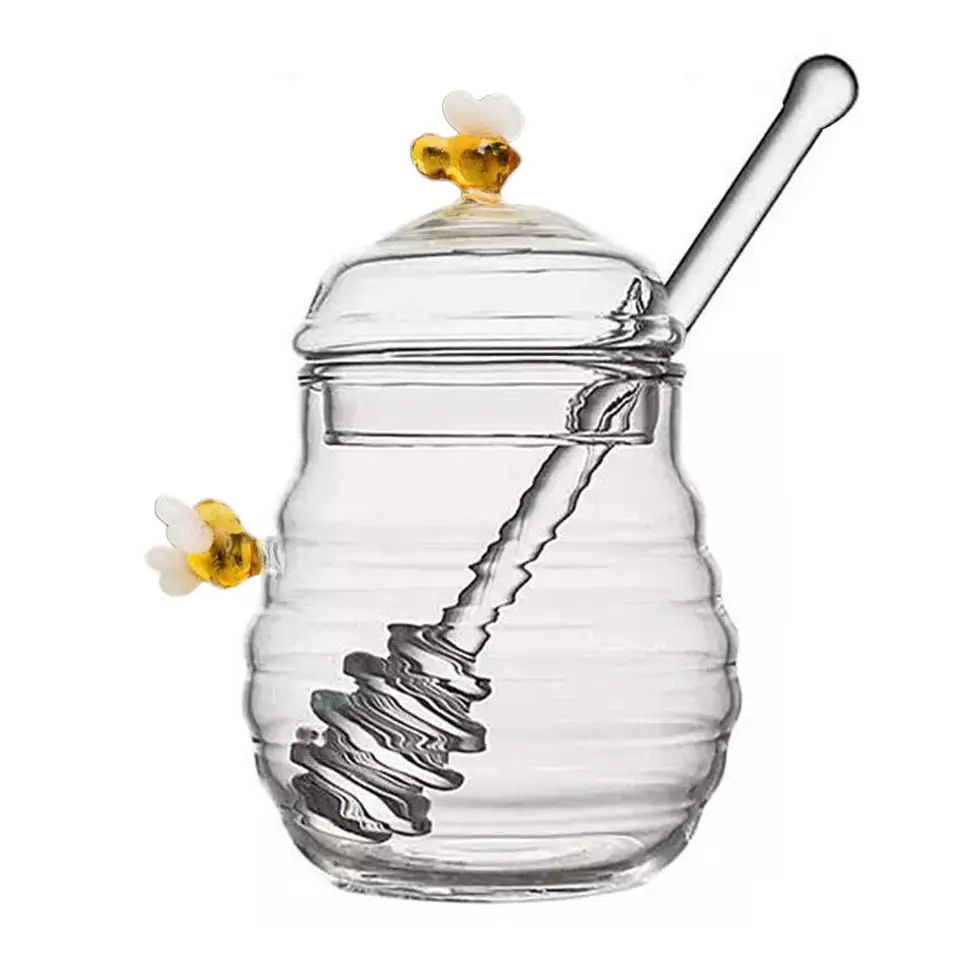 Vasetti di miele piatto di miele con mestolo e coperchio Bee Charms decorazione