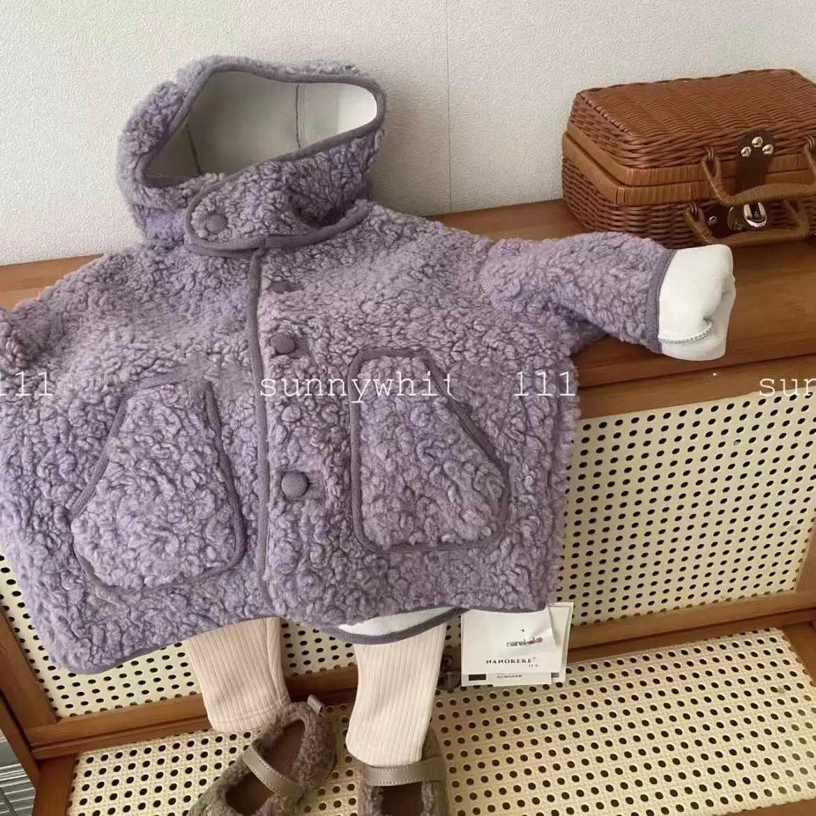 

Пальто из овечьей шерсти для девочек, плюшевое пальто средней длины в Корейском стиле принцессы, стильный свитер из шерсти для маленьких девочек на осень и зиму