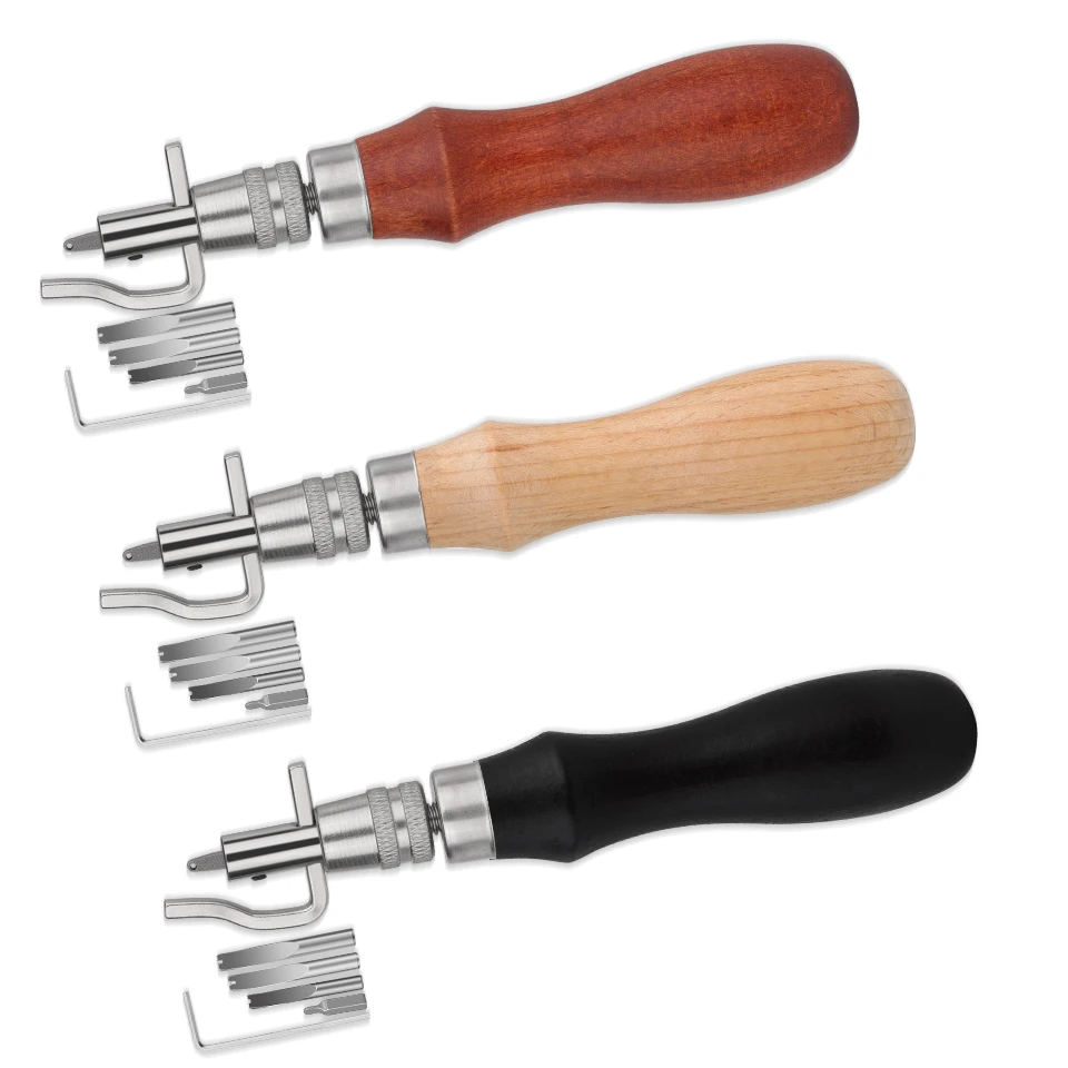 MIUSIE 7 In 1 Multifunctional Adjustable Leather Groover Stitching and Groover Edger Tool Leather Craft Shovel Device