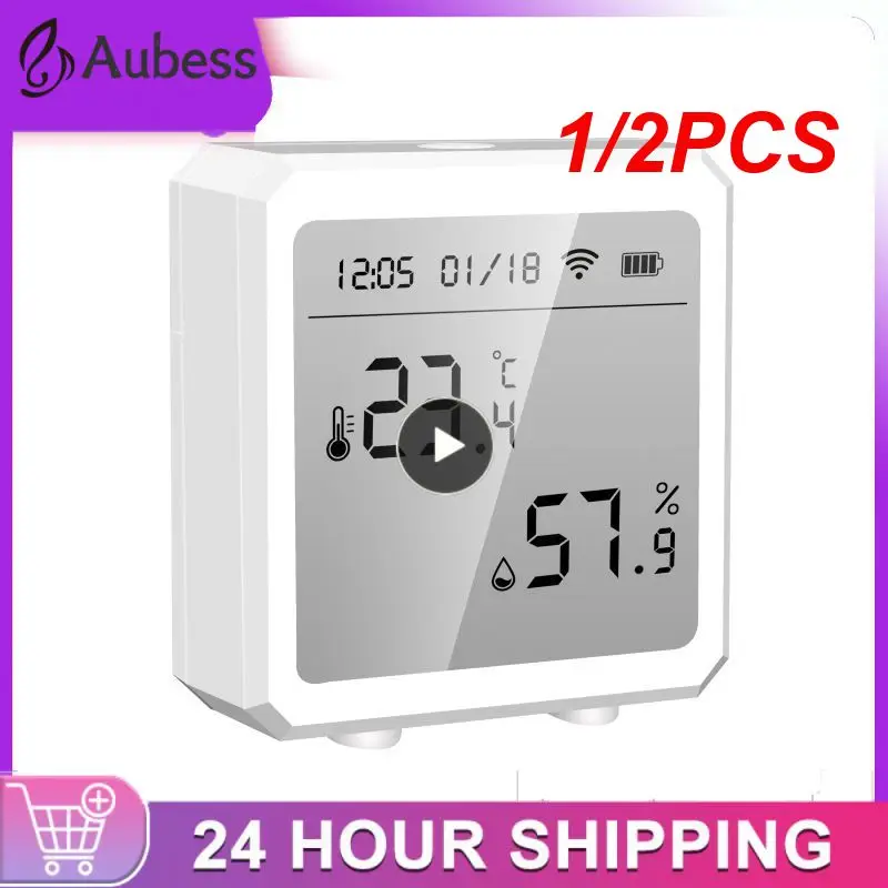 

1/2PCS Tuya Smart WiFi Temperature Humidity Sensor with LCD Screen Wireless Smart Thermometer Hygrometer Works Alexa Hey