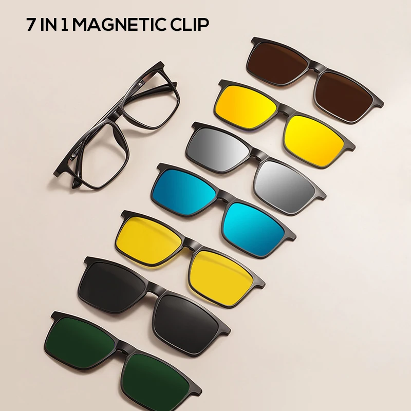 Men and Women Square Full Rim Glasses Frame Polarized Clip on Sunglasses Colorful Clip Ons For Prescription Lenses eyeglasses frames,eyeglass frames,square sunglasses,square eyeglasses,polarized sunglasses,eyeglasses accessories