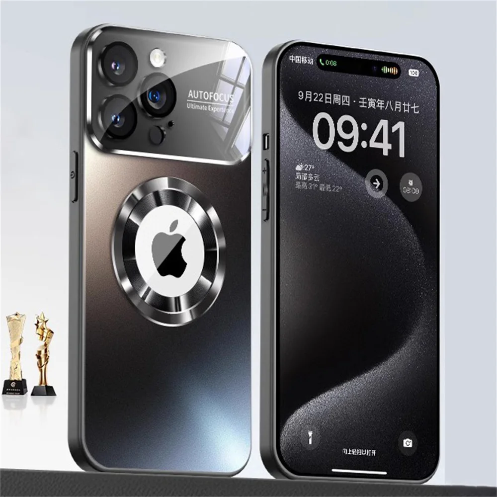 Titanium Metallic Luxury Matte Case with AG Glass Full Lens Protector Cover