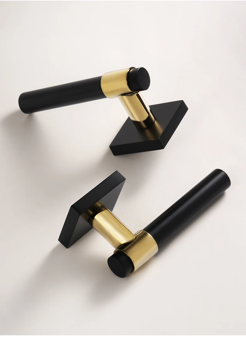 DOOROOM Luxus-Türschloss aus Messing, schwarz-goldfarben, quadratisch, minimalistisch, modern, geräuschlos, für den Innenbereich, Schlafzimmer, Badezimmer, Türgriff, stilvolle Hardware – Detail 11