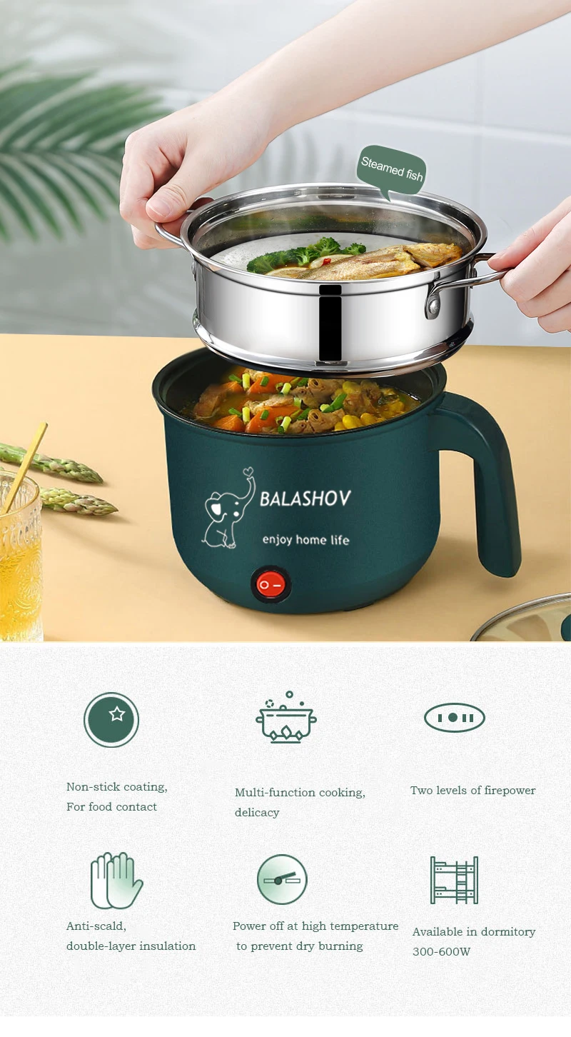 Mini Multi Cooker 1.8L Non-stick Cooking Machine Single