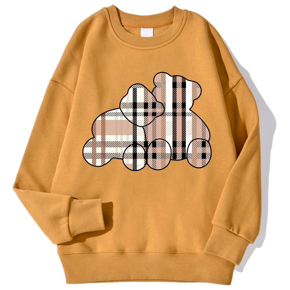 Casual Women Sweatshirts Teddy Bear Printing Hoodies Comfortable Fleece Soft Pullover Fashion Crewneck Loose Female Tops Clothes 4
