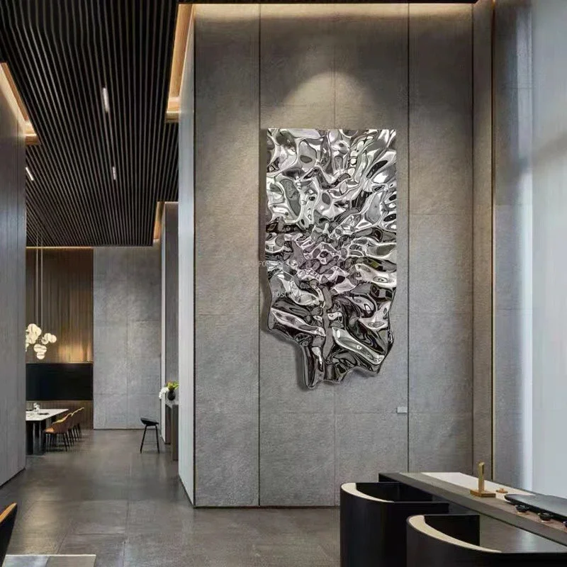 

Designer Stainless Steel Hanging Decoration Art Home Decor Gradient Water Ripple Living Room Background Wall Decoration Custom