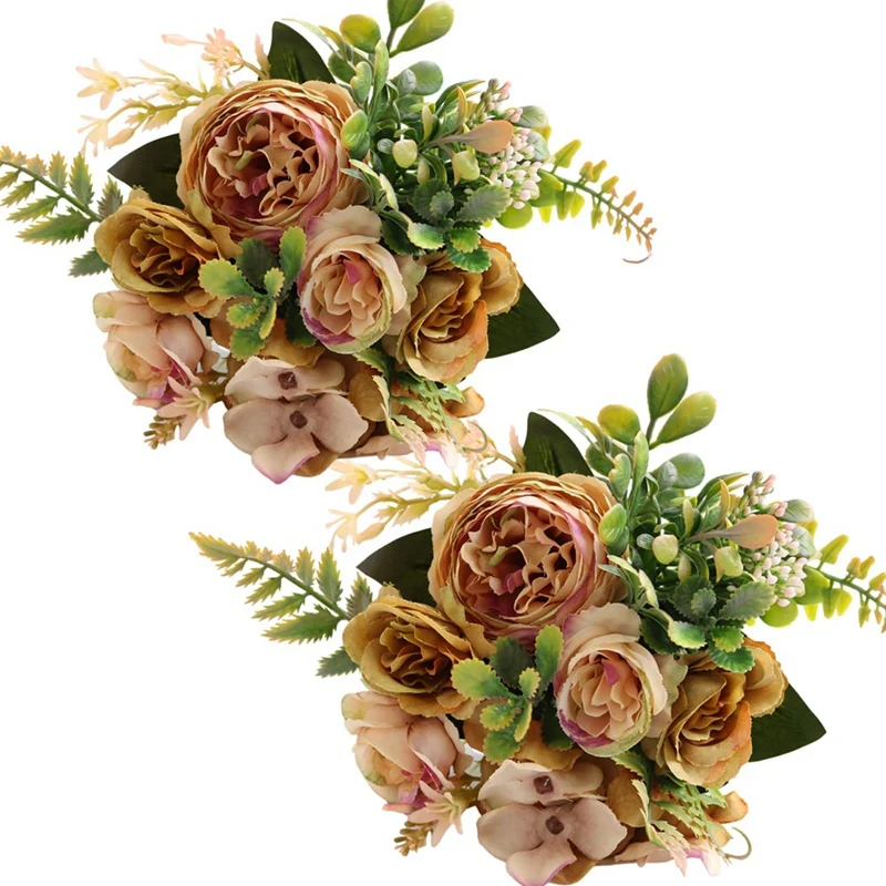Promotion! Artificial Flowers 2Pcs Fake Peony Silk Hydrangea Flower Bouquet Arrangements Table Centerpieces |