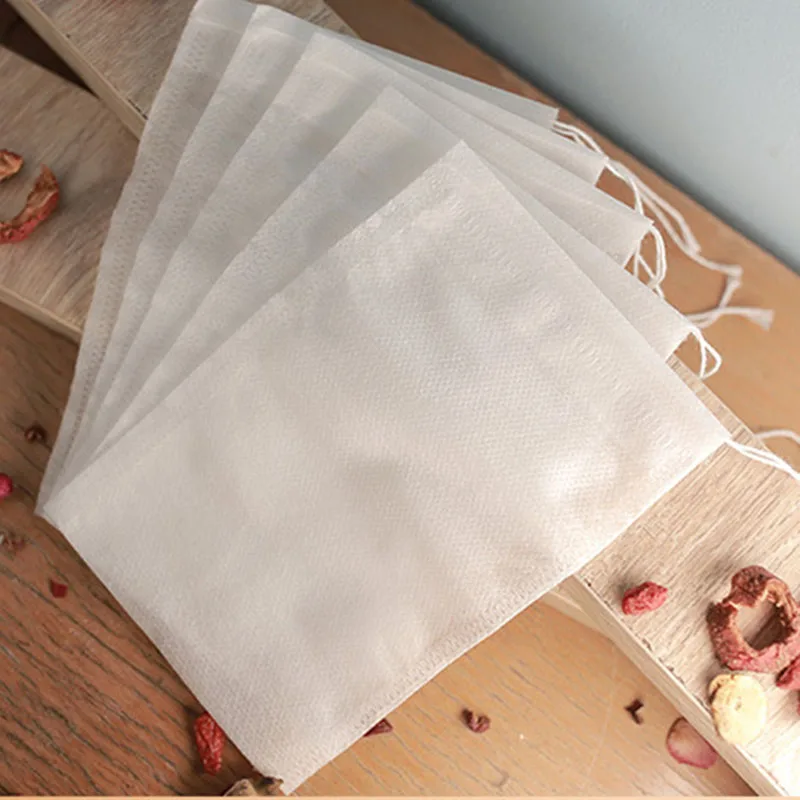 Sachets de thé vides jetables, 5x7cm, 100 pièces, pour sachet de thé avec  ficelle, scellé, infuseur à thé, filtre en papier Non tissé - AliExpress