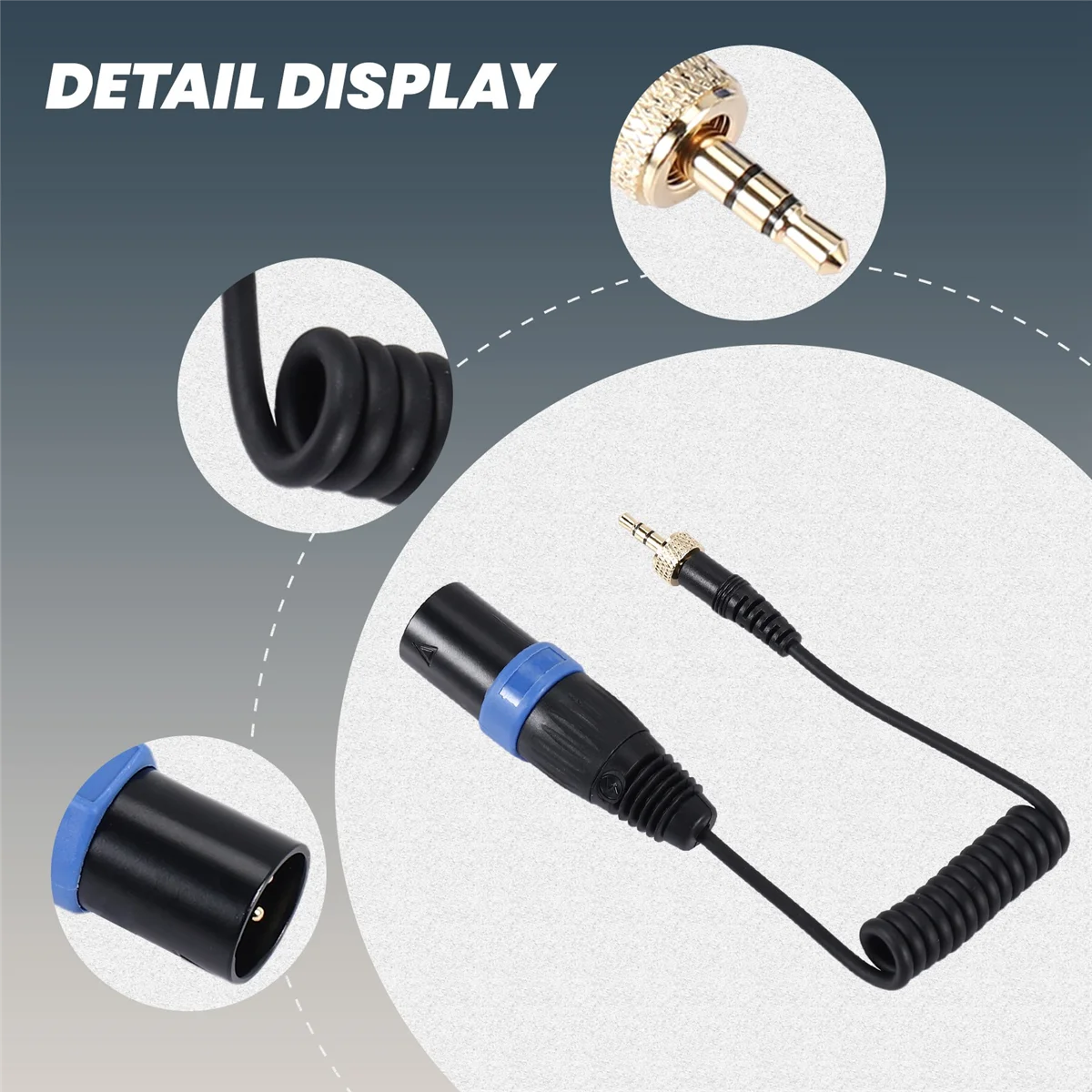 AB25 Saramonic Locking Type 3.5mm to 3.5mm TRS to XLR Male Microphone Output Universal Audio Cable for Wireless Receivers