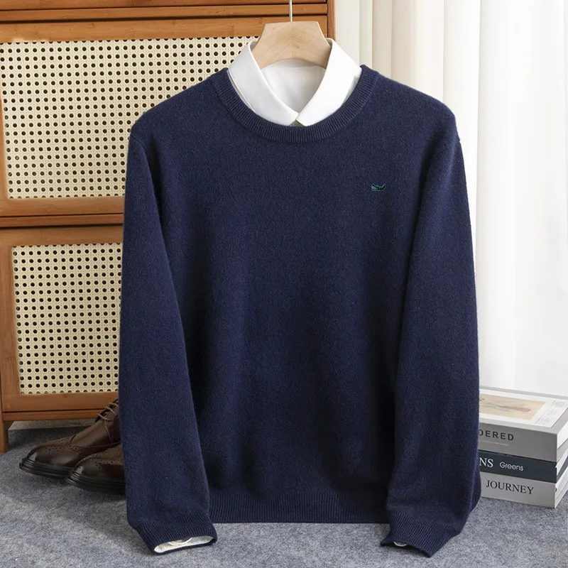 Plus Size 5XL Wool Men's Sweater O-neck Knitted Long Sleeved Pullover Casual Fashion Brand Logo Male Winter Cashmere Sweater 3