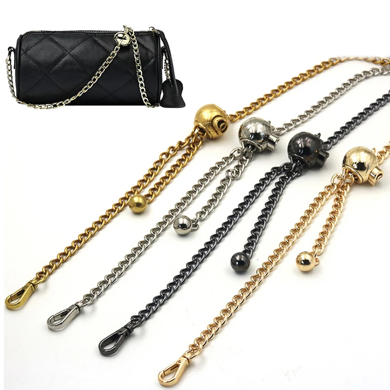 130cm Purse Chain Strap Crossbody Handbag Chains Replacement Leather Shoulder Bag Chain Straps Chic Golden Ball Bag Accessories