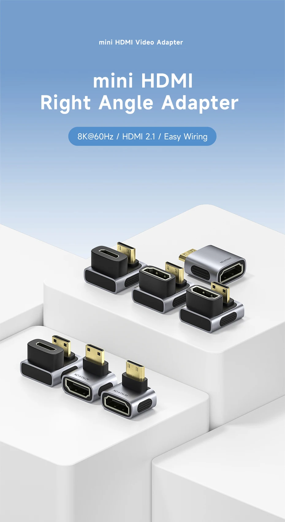 Hagibis HDMI 2.1 90° Right Angle Male to Female Adapter