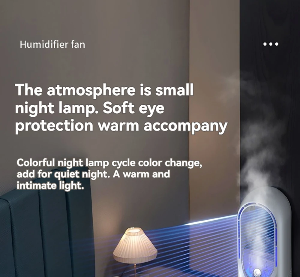 Mini Air Cooler Humidification Cooling USB Silent Timed Air Conditioning Fan Colorful Lights Night Light Led Screen 6 Wind Speed