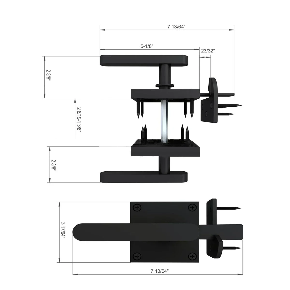Double Side Gate Latch Easy Installation Swinging Door Latch Gate Hardware for Wooden Fence Basement Pool Barn Garden