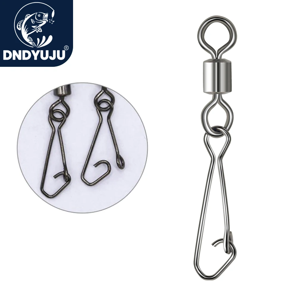 Barillet tournant avec émerillon et clip pour hameçons et leurres de pêche - Lot de 10