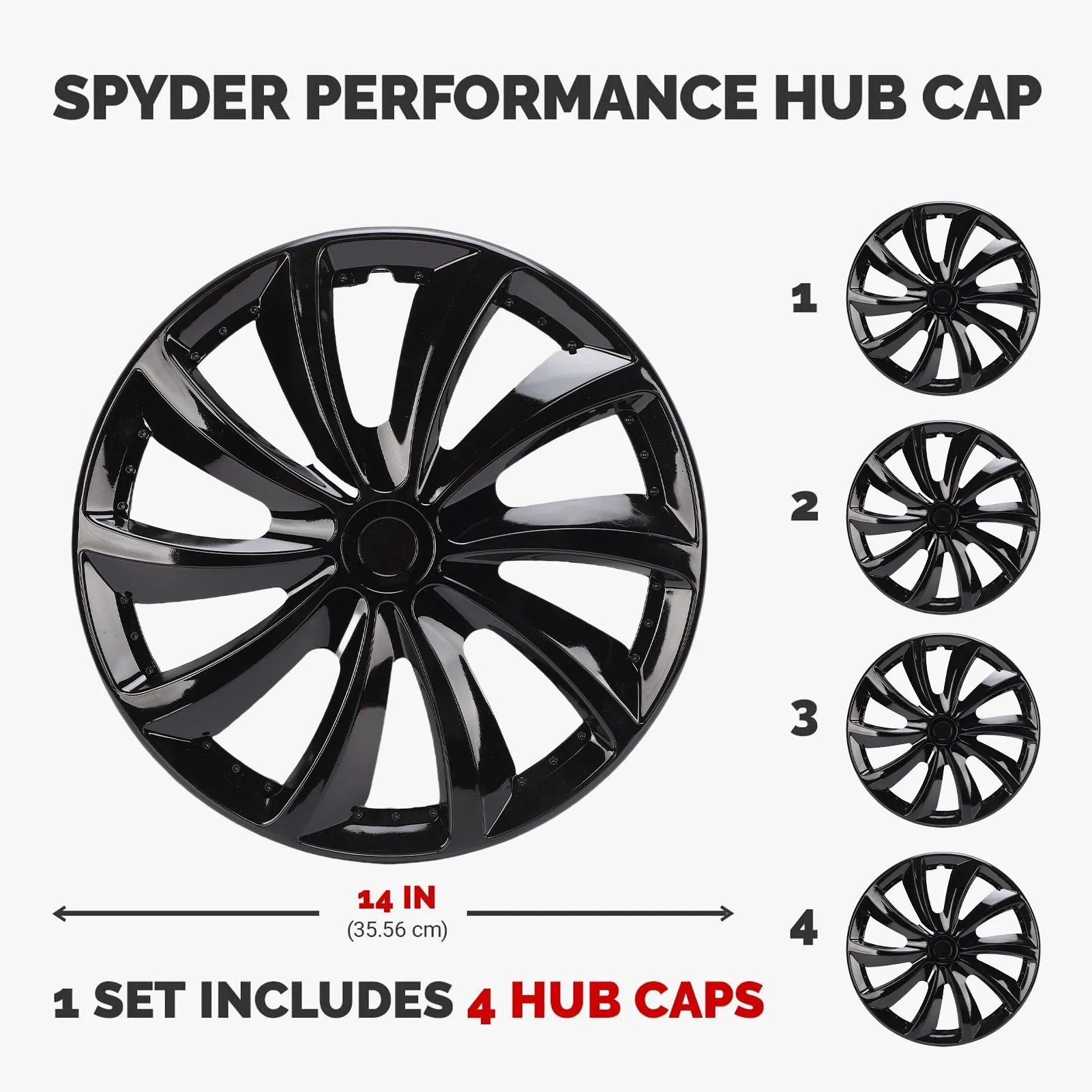 4 stuks 14 inch wieldoppen wielnaafdoppen volledige bescherming stijlvolle look universele pasvorm R14 velgrandkap voor de meeste auto's vrachtwagens SUV's  34