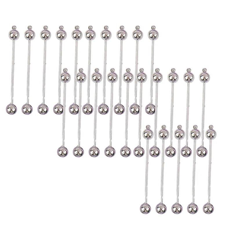 

25-Pack Beaded Keychains Keychains Metal Bar Chains For Jewelry Making, Easy To Use Fine Workmanship Silver