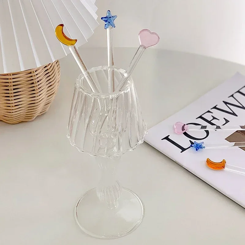 Glass Stirring Rod Clear Mixing Sticks Green Cute Handle Stir Bar Coffee Cocktail Sticks Drink Mixer Muddler for Home Party 1PC cocktail muddler