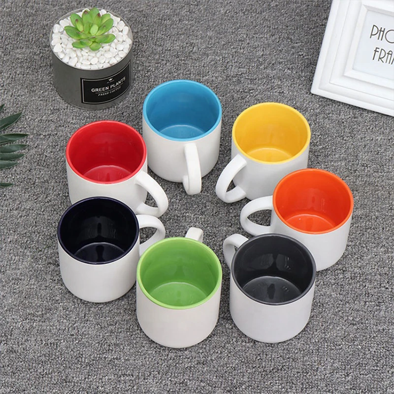 

wholesale 500 ml 11 12 15 16 oz matt black outside and colorful inside colorful reactive glazed ceramic mugs