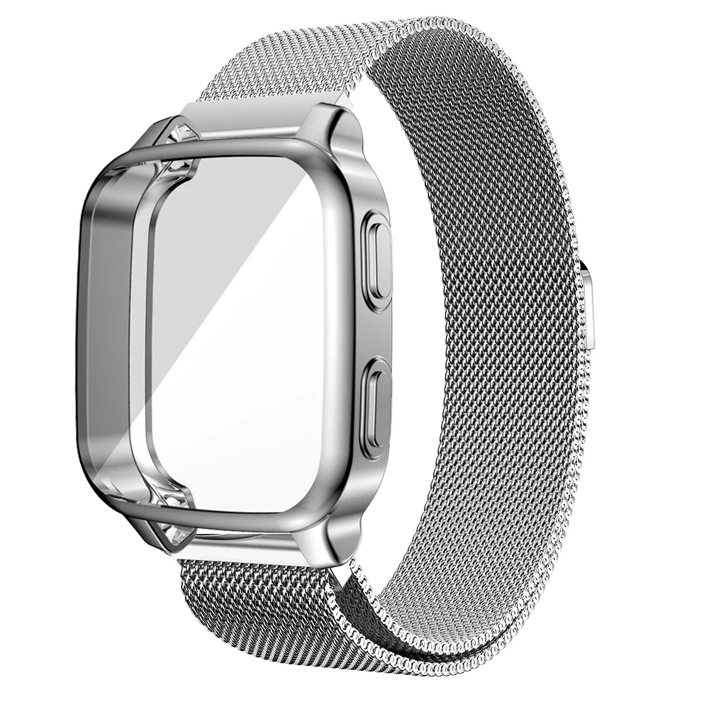Elegant Magnetic Milanese Loop Strap with Protective Case for Garmin Venu SQ Series Smartwatches