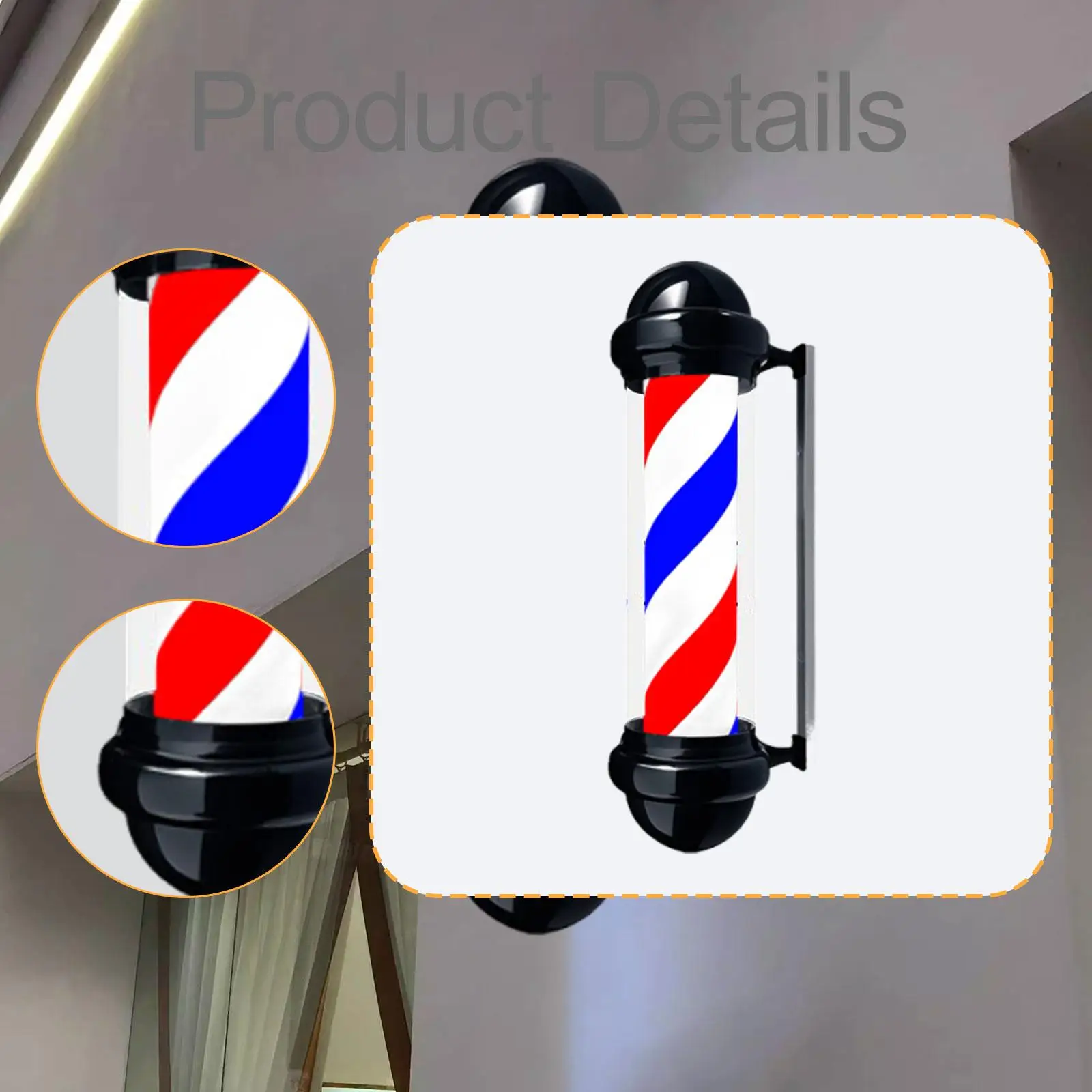 20W Barber Pole Light Traditional Hair Salon Open Sign Classic Hairdressing Salon Rainproof Durability Wall Mount for Salon