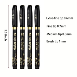 Set of 4 Calligraphy and Hand Lettering Pens for Writing and Drawing - Black Ink (A set of 4 pieces)
