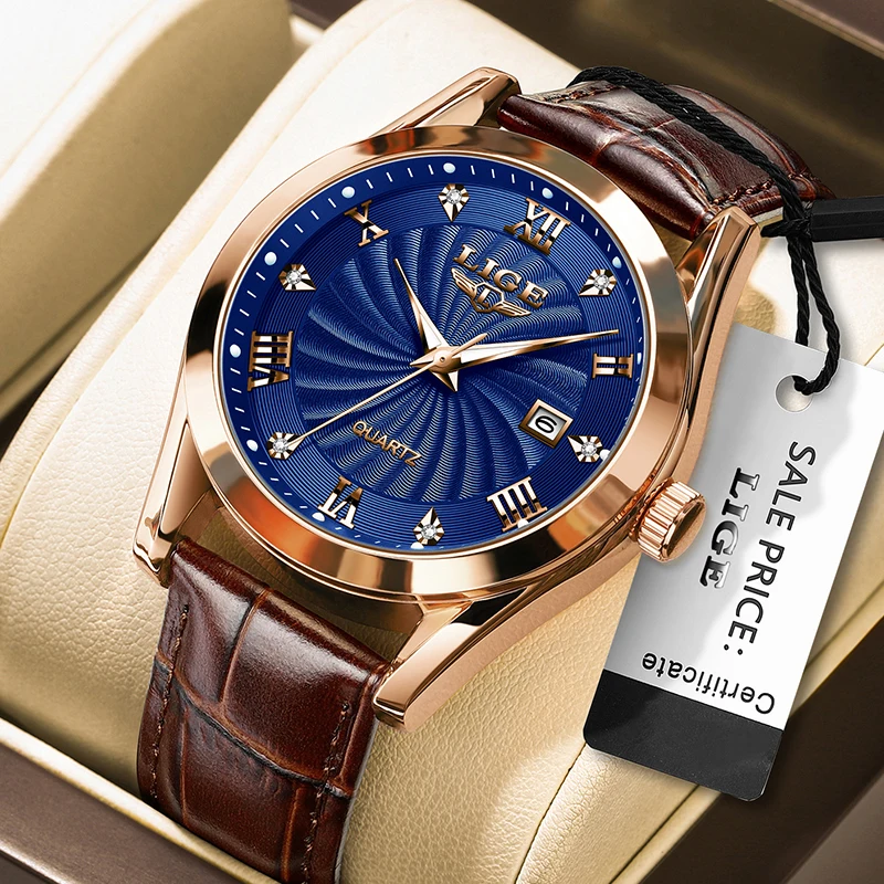 2024 New LIGE Mens Watches Top Brand Luxury Leather Military Watch Men Fashion Waterproof Date Quartz Chronograph Montre Homme