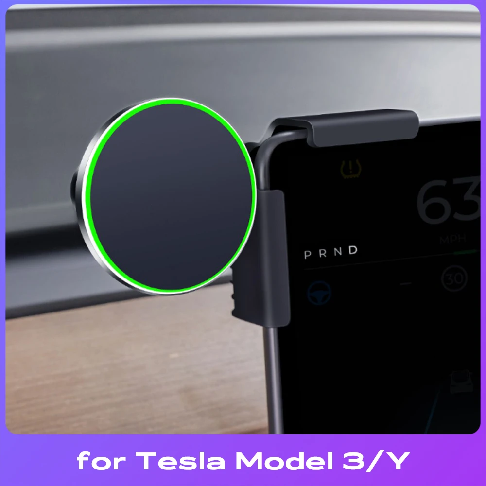 Foldaway Car Phone Mount Holder 15W Magnetic Magsafe Macsafe Wireless Charger for Tesla Model NEW 3 Y X S BYD Atto 3 Accessories
