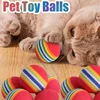 5/10/30PCS Rainbow EVA Cat Toys Ball Interactive Cat Dog Play Chewing Rattle Scratch EVA Ball Training Balls Pet Toys Supplies 2