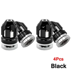Durable Aluminum Alloy Tire Valve Caps - Anti - Leak Stem Covers (Black - 4Pcs)
