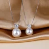 Trumium 10/12mm 925 Sterling Silver Pearl Pendant Necklace for Women Dainty CZ Chain Cultured Pearls Choker Necklaces Jewelry 3