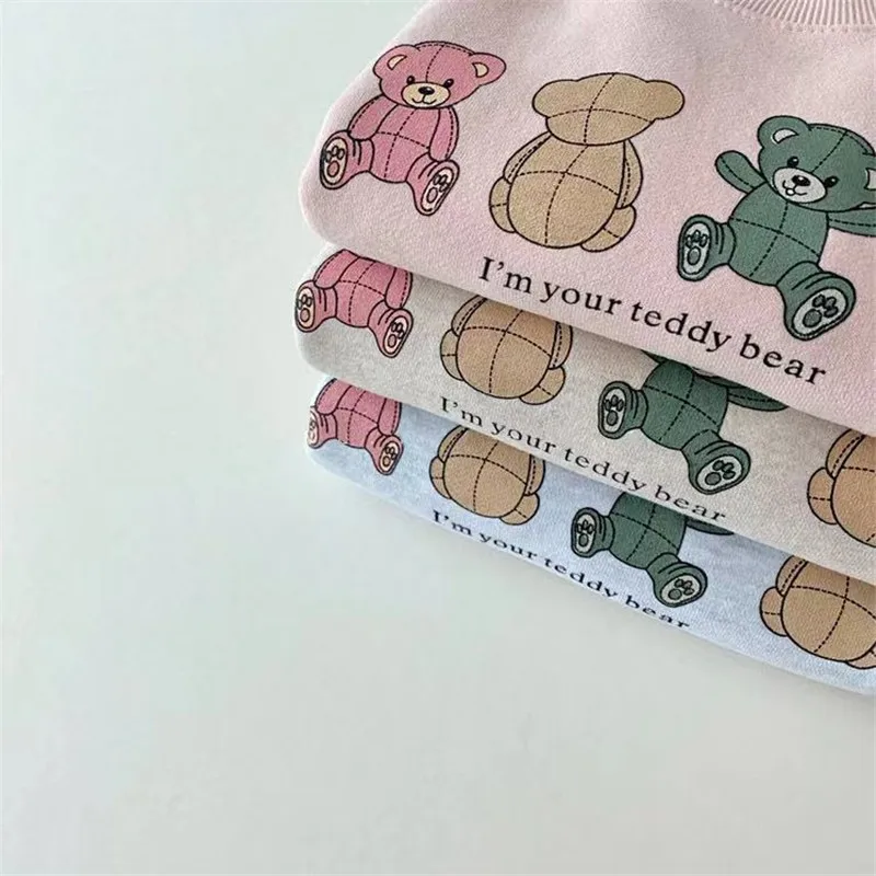 New Baby Hoodies Cute Bear Print Infant Boys Cartoon Tops Autumn Kids Long Sleeve Sweatshirt Cotton Girls Clothes Girl sweatshirt Kids sweatshirt
