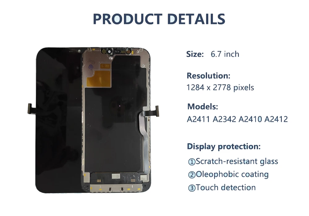 Pantalla LCD para iPhone 12 Pro Max de 6.7 pulgadas (A2342, A2410, A2412,  A2411), montaje de marco digitalizador con pantalla táctil 3D con