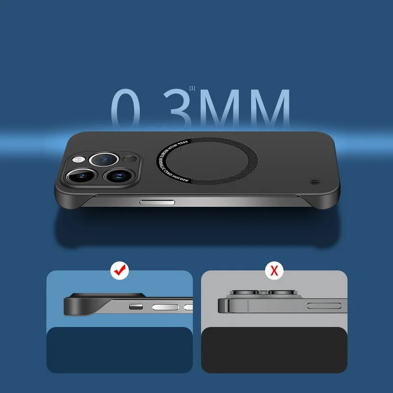 Ultra Thin Magnetic Frameless Matte Phone Case - Hard PC Protection Cover