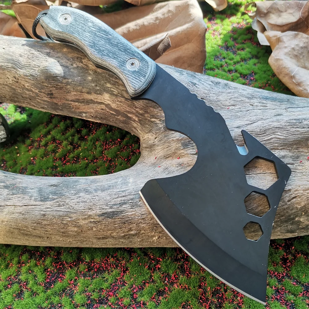 High Carbon Steel Handaxe with Black Coated Blade - Tactical Survival Camping Hatchet with Nylon Axe Cover and Bakelite Handle 4