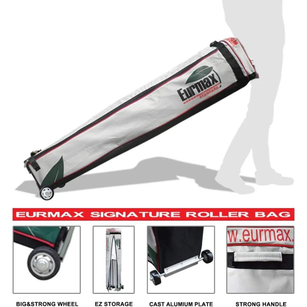 x 10 Pop up Canopy Commercial Tent Outdoor Party Canopies with 4 Removable Zippered Sidewalls and Roller Bag Bonus
