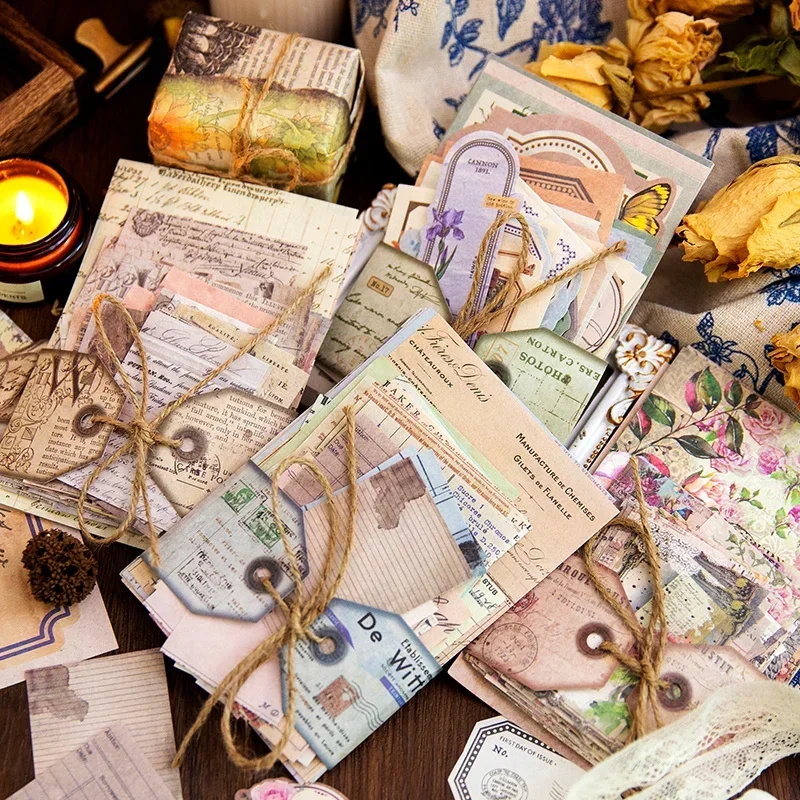 

100Sheets Material paper Letters Bottoming Vintage Decoration Material Tag Notebooks Handbook Scrapbook Cut 165*95MM