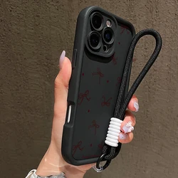 Polka Dot Bow Pattern Soft Lanyard Phone Case Cover - Redmi Turbo 3 5G (1)