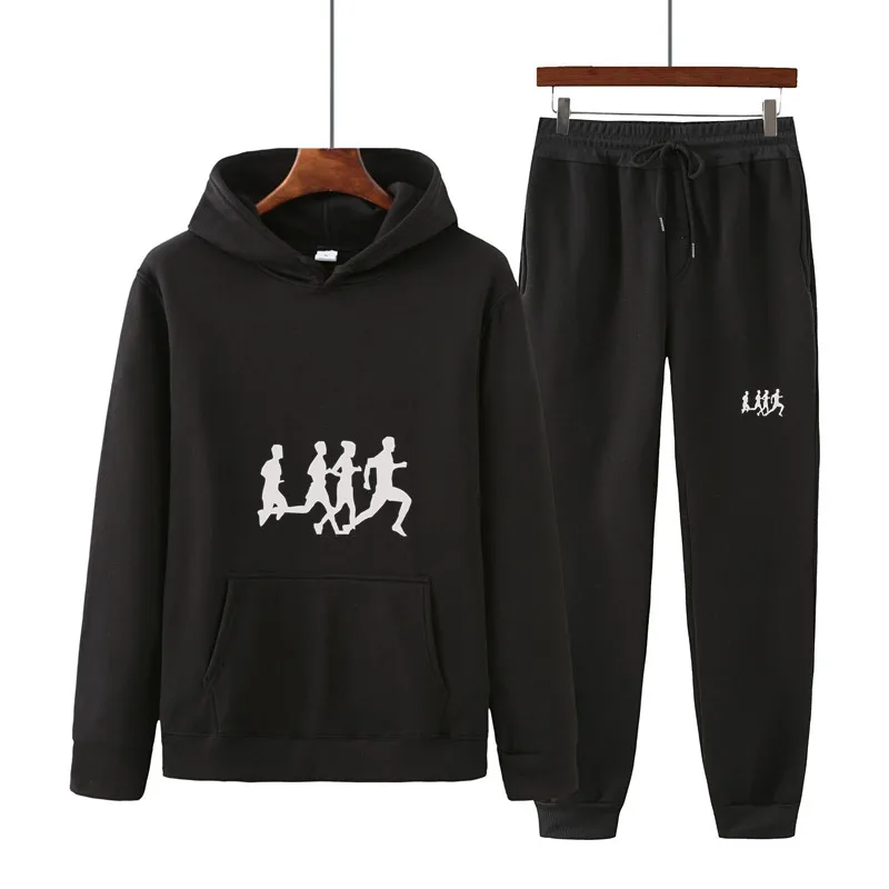 

Free post Autumn and winter brand jogging fashion sweatshirt + sweatpants men's casual running sportswear 2 sets