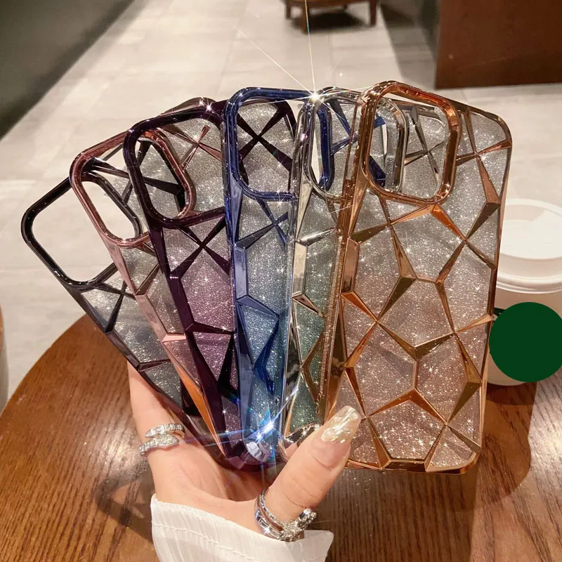 Gradient Glitter Plating Back Cover Phone Case