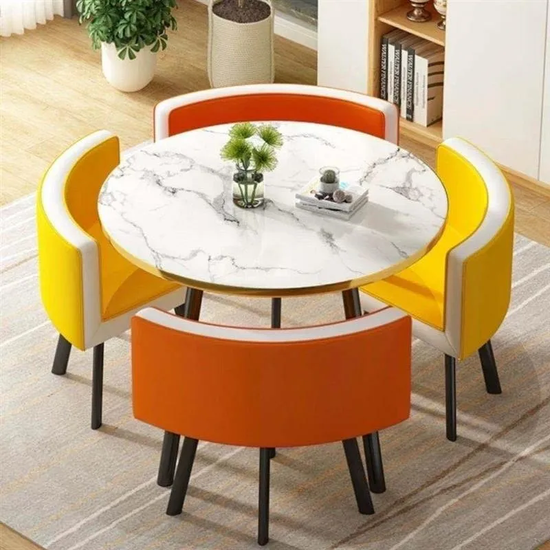 Luxury modern style factory price new design Coffee Table Sets Round Dining Tables And 4 Chairs Set can be customized