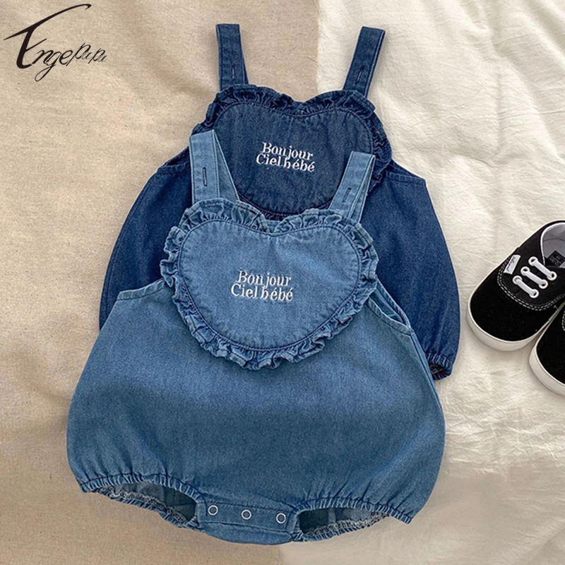 

Embroidery Letter Baby Boys Girls Cowboy Romper Sleeveless Baby Love Jumpsuit Bodysuit Toddler Boys Girls Summer Rompers Clothes