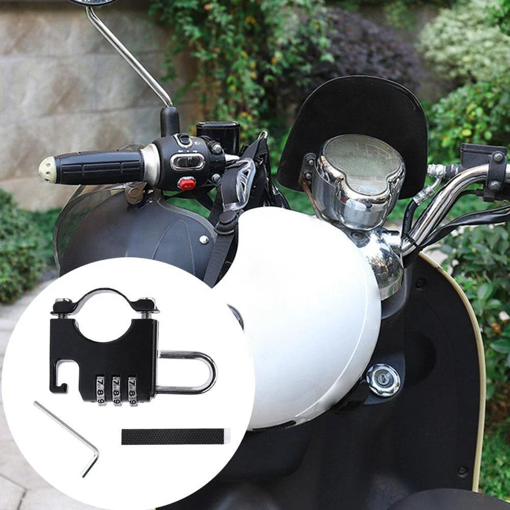 Motorcycle Car Car Helmet Lock Combination Lock 3 Digits Password 72mm X 48mm Aluminum Alloy Black Gasket Wrench helmet lock