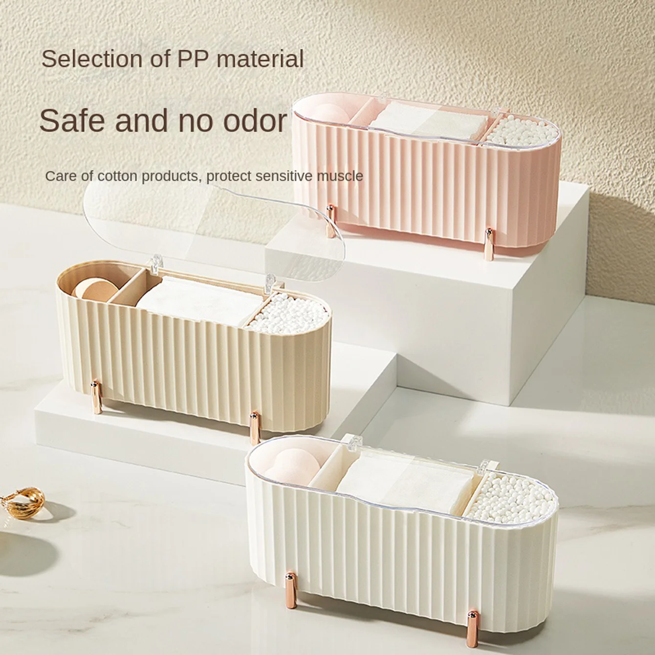 1 pcs dustproof cotton swab box with cover, makeup cotton storage box, storing makeup eggs, Powder puffs, lipstick, very nice 2
