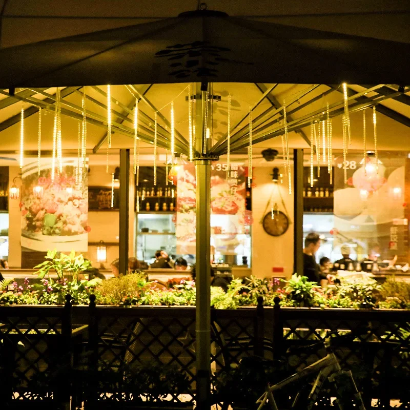 Description Picture 4 of item1/2/3/4 Set Meteor Shower Garland Holiday Light String Outdoor LED Fairy Festoon Lights Garden Street Christmas New Year Decor