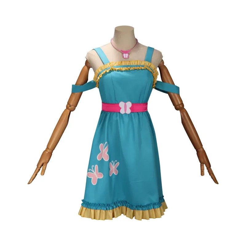 Cartoon Fluttershy Human Cosplay Costume Adult Women Girls Princess Dress Suit Halloween Uniform Outfit Party