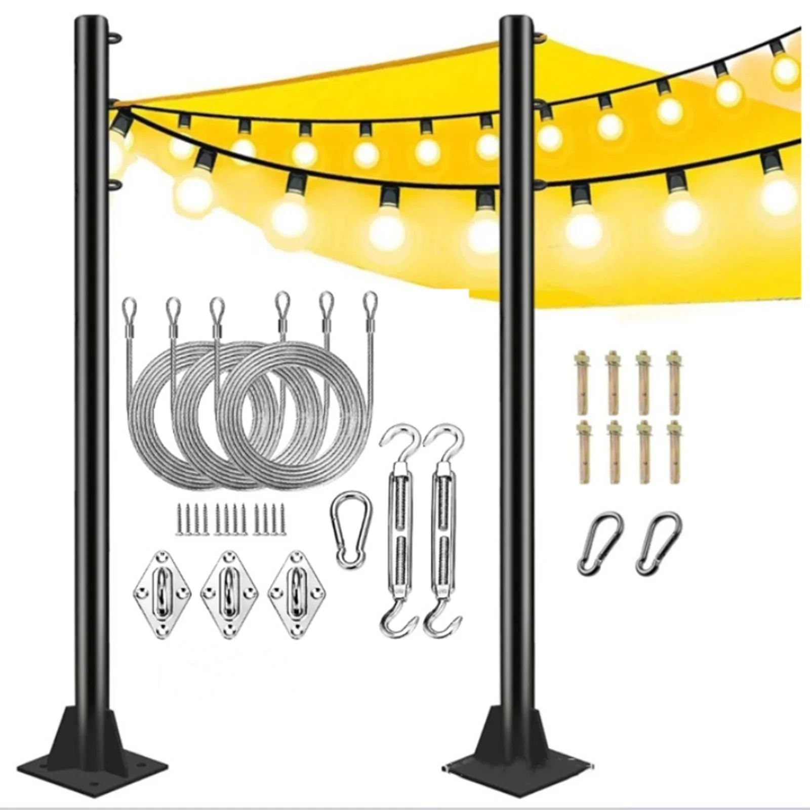 Metal Outdoor Sun Shade Poles Heavy Duty Kit for Patio