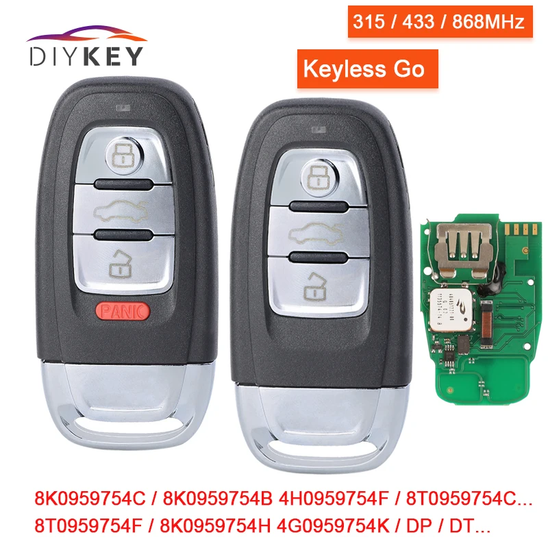 DIYKEY Xhorse XSADJ1GL VVDI 754J Smart Keyless Go Remote Key 315/433/868MHz For Audi Q5 A4 A4L A5 A6L A7 A8 With Shell Fob