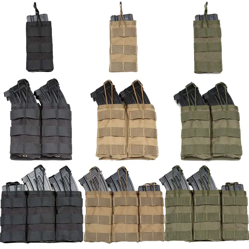 Open Top Single/Double/Triple Molle Magazine Pouch Tactical Pouch Paintball Airsoft Magazine Cartridge Bag Hunting Accessories