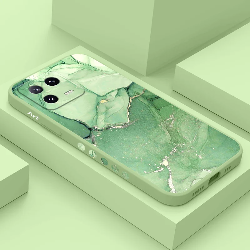 Elegant Marble Texture Liquid Silicone Phone Case - Premium Protective Cover